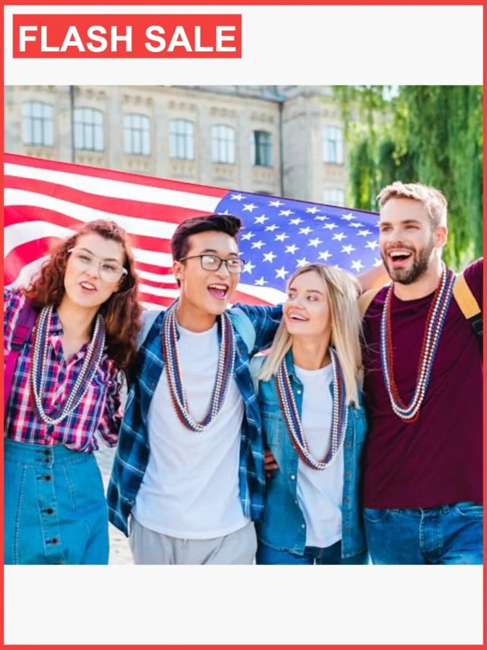 15pcs Patriotic Bead Necklaces for Parades & Parties